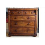 NINETEENTH-CENTURY MAHOGANY CHEST of two short and three long drawers