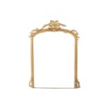 NINETEENTH-CENTURY GILT FRAMED OVER-MANTEL MIRROR the rectangular arched plate within a moulded