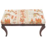 REGENCY PERIOD ROEWOOD STOOL the rectangular upholstered seat raised on sabre ends