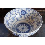 ANTIQUE BLUE AND WHITE BOWL 21 cm. diameter; 8 cm. high