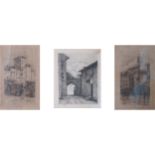 GROUP OF THREE NINETEENTH-CENTURY ITALIAN ARCHITECTURAL ENGRAVINGS 14 x 33 cm.