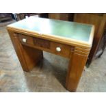 Small oak Deco writing desk with side cupboards