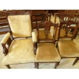 Victorian mahogany dralon seat salon side chairs and gents armchair (5)