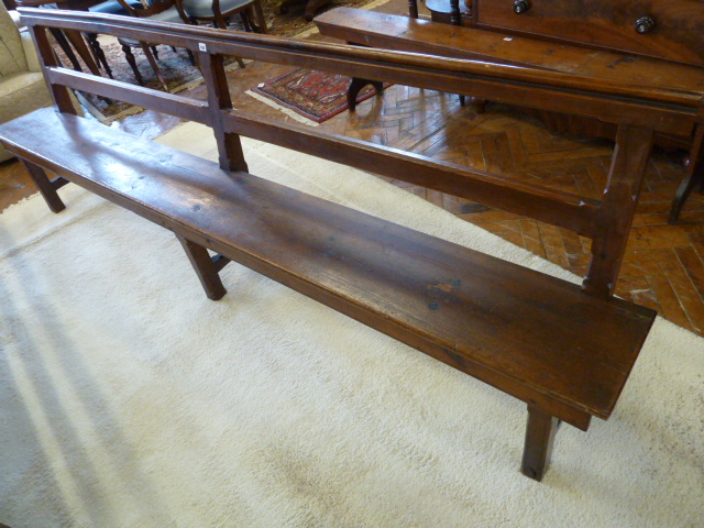 Victorian pitch pine open back bench approx 110"