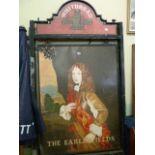 Painted pub sign Whitbread - 'The Earlsfields' in hanging metal frame