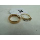 9ct Gold wedding band and cubic zirconium dress ring (2)
