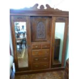 Victorian mahogany combination mirrored wardrobe