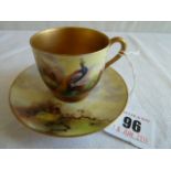 Royal Worcester gilded hand painted miniature cup and saucer signed R Austin c1899
