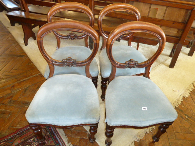 Set 4 Victorian mahogany balloon back dining chairs