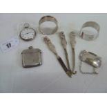 Silver Vesta, fob watch, decanter label,