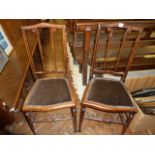 Pair Edwardian inlaid mahogany bedroom chairs