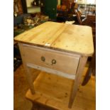 Victorian pine kitchen work table with drawer
