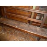Low Victorian pitch pine open back bench