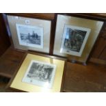 Set of 3 pencil signed etchings - L Ruet