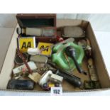 AA Badges, brass reproduction telescope in box, lighter, ashtray,