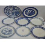 Blue & white meat plates (8)