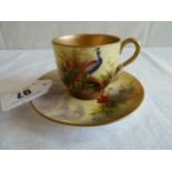 Royal Worcester gilded hand painted miniature cup and saucer signed WH Austin c1899
