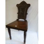 Carved oak Green Man hall chair