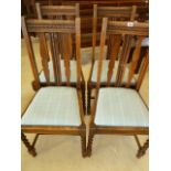 Set of 4 oak twist leg dining chairs