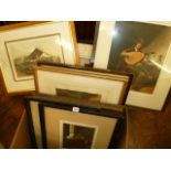 Box of sundry pictures - interiors,