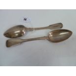 Pair silver basting spoons London 1828