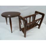 Ercol Colonial pebble table and an oak magazine rack (2)
