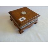 Silver mounted oak silk lined jewellery box