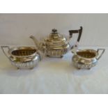 Silver 3 piece tea set - Walker and Hall - Sheffield - 1905