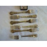 Matched Kings pattern silver forks London 1837,