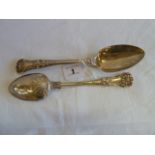 Pair Kings pattern silver table spoons London 1826