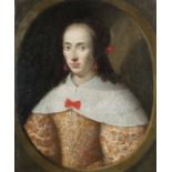 Barockmaler des 17. Jh. "Portrait einer Dame", Halbbildnis einer jungen Frau mit braunem Haar, in