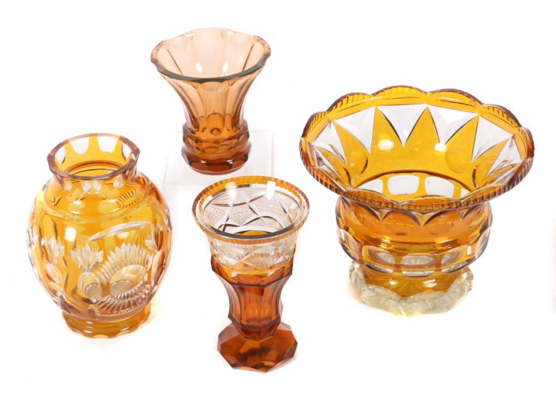 4 Vasen Darunter 3x Josephinenhütte, Petersdorf, 1930er Jahre, farbloses Kristallglas, - Bild 2 aus 2