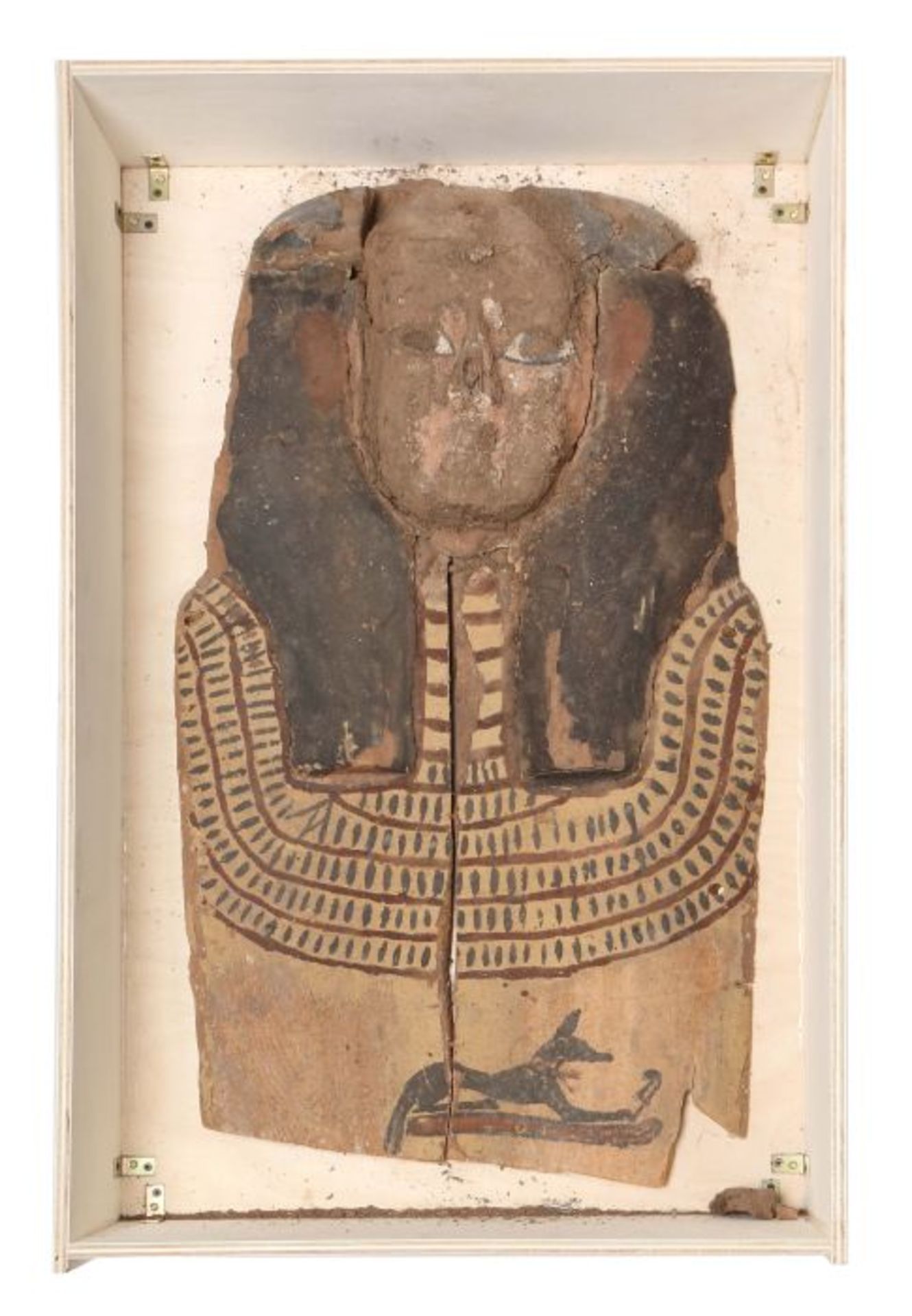 Sargdeckel-Fragment Ägypten, 4. Jh. v. Chr. oder jünger, Holz, oberes Stück eines anthropomorphen