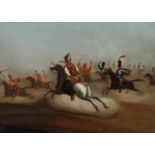 Maler des 18./19. Jh. "Reiterszene aus dem Türkenkrieg", die österreichische Kavallerie verfolgt die