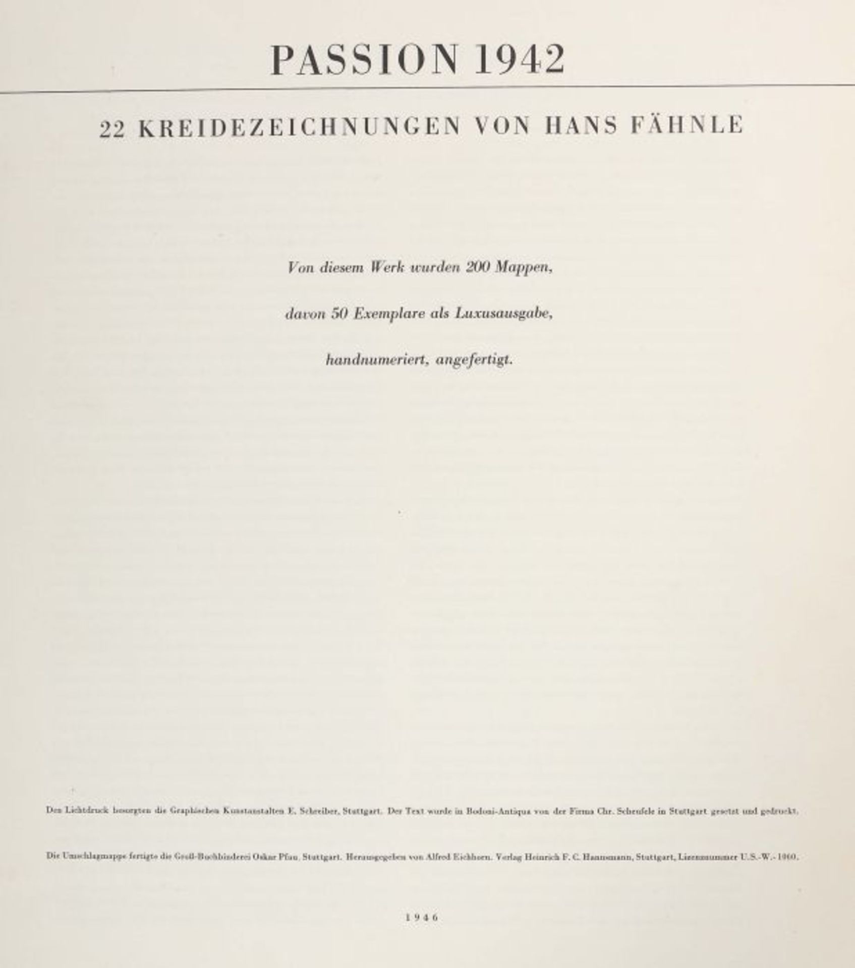 Fähnle, Hans Passion 1942, 22 Kreidezeichnungen von Hans Fähnle, Lichtdruck-Ausführung Graphische - Bild 2 aus 5