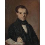 Maler des 19. Jh. "Christian Emanuel Honold (1810-1871)", Halbportait des sitzenden jungen Mannes in