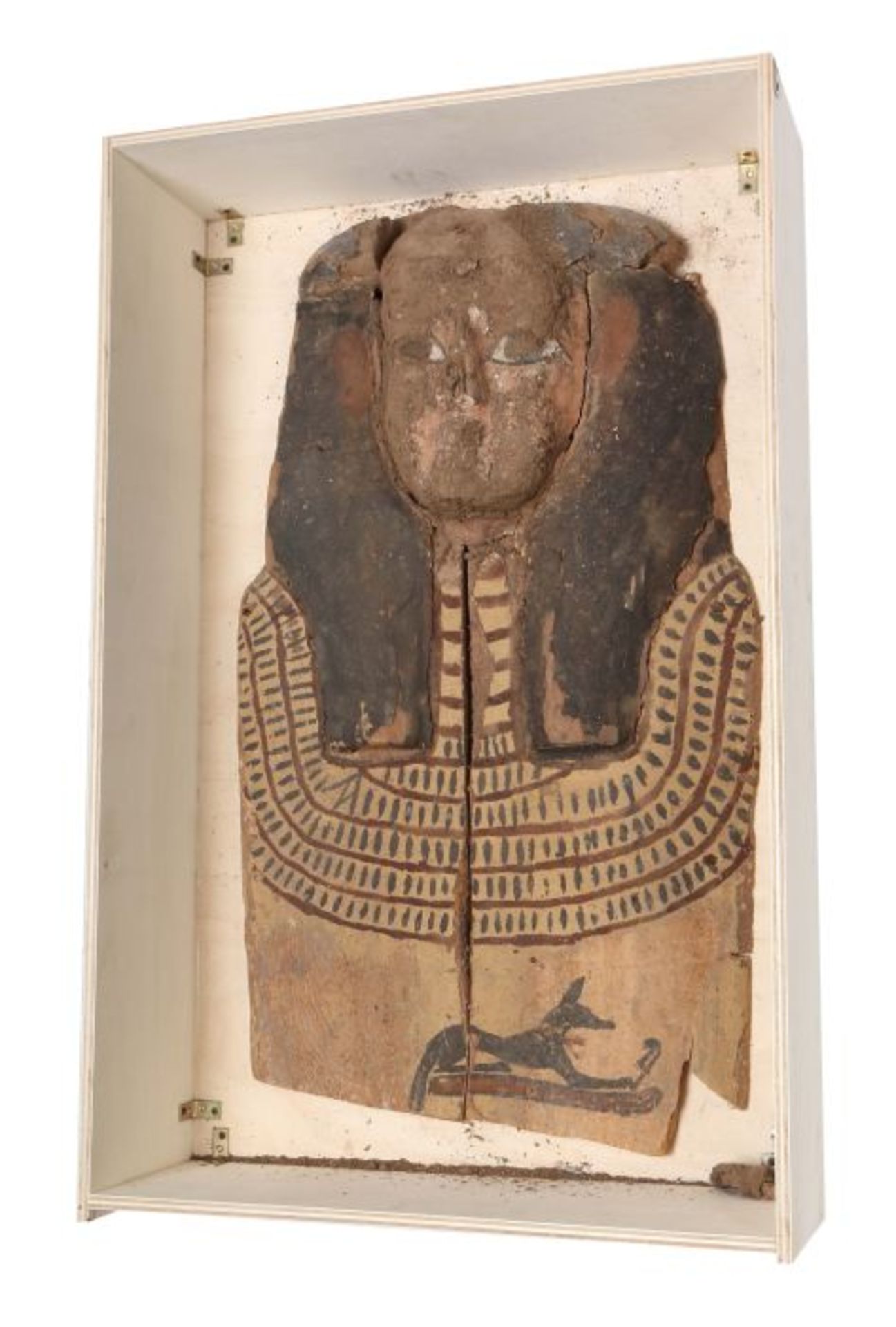 Sargdeckel-Fragment Ägypten, 4. Jh. v. Chr. oder jünger, Holz, oberes Stück eines anthropomorphen - Image 2 of 2