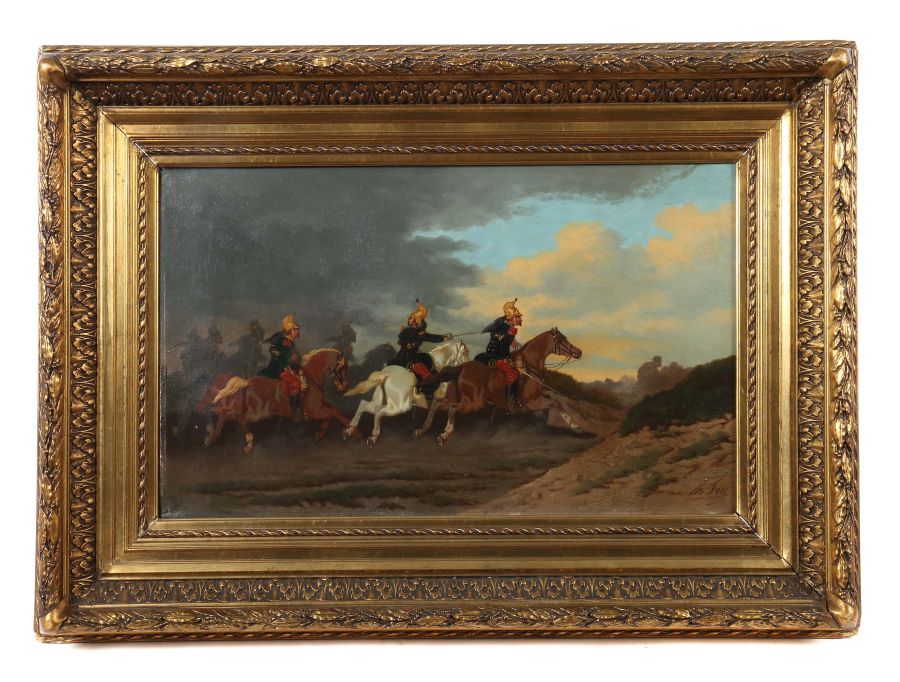 Fort, Théodore 1810 - 1896, französischer Maler. "Reiterschlacht", stürmende Kavalleristen zu - Bild 2 aus 5