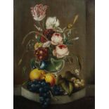 Gartner, Josef Maler des 19. Jh., wohl tätig in Wien. "Stillleben mit Blumenbouquet und Früchten",