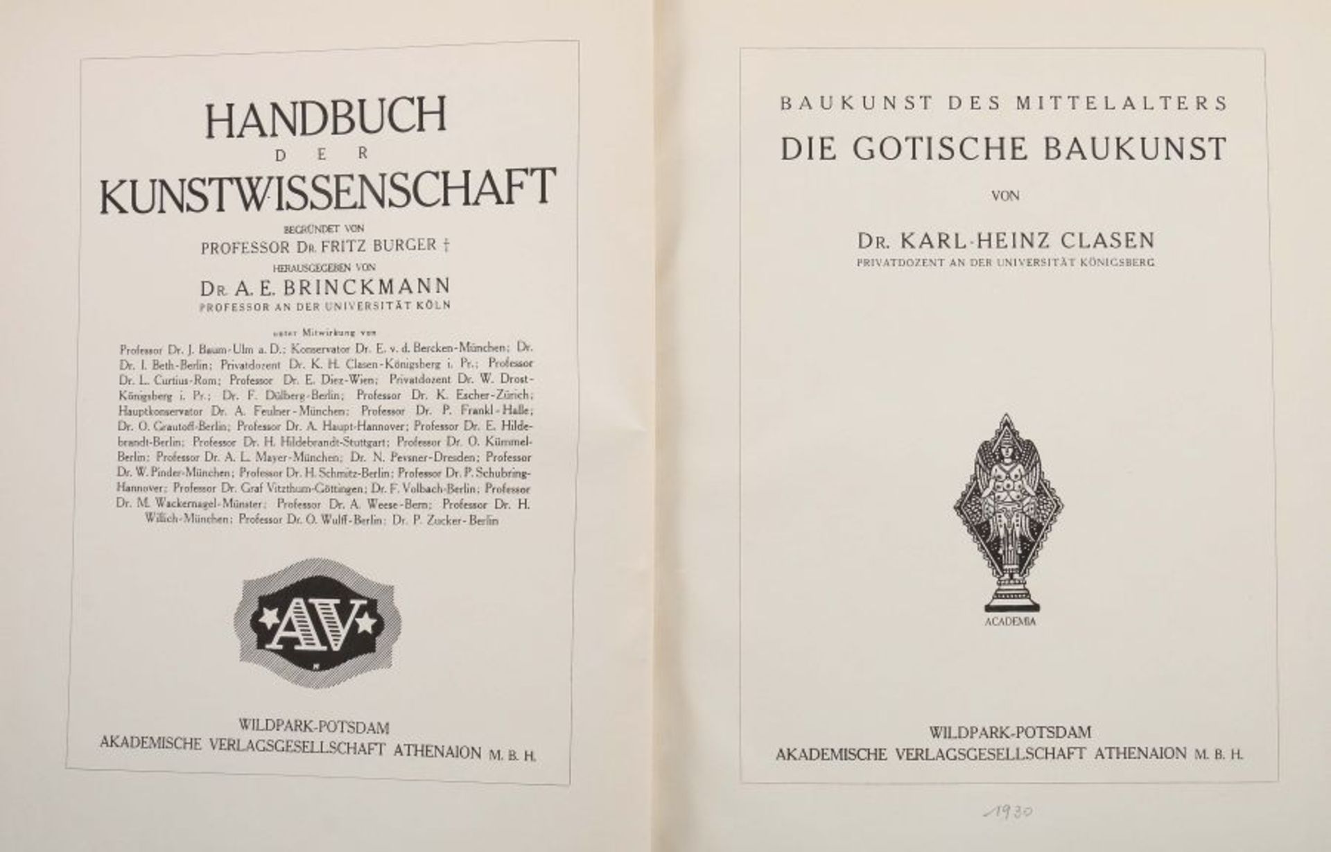 Burger & Brinckmann Handbuch der Kunstwissenschaft, Berlin, Athenaion, 1913-30, 9 Bde., je mit - Bild 3 aus 3