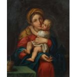 Nazarener des 18./19. Jh. "Madonna mit Kind", Maria den Christusknaben auf dem Arm haltend, in