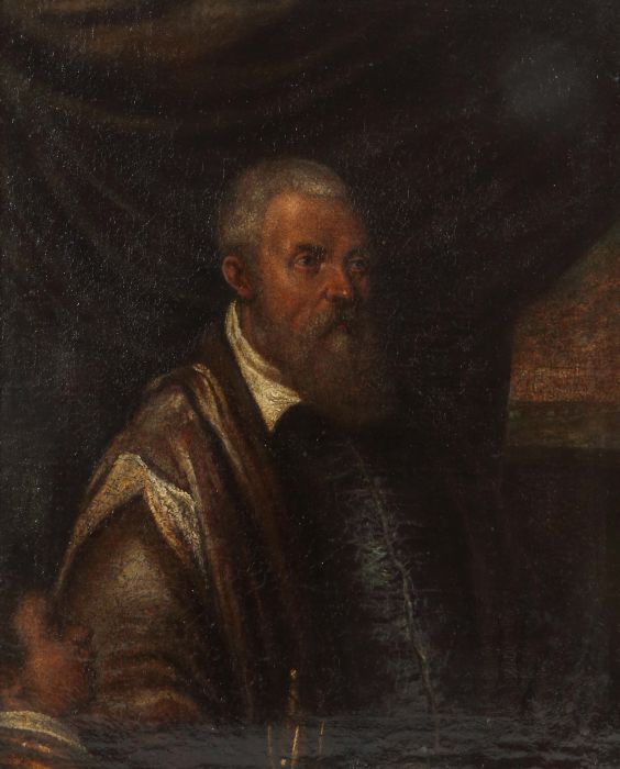 Italienischer Maler des 16./17. Jh. Umkreis/Nachfolge Veroneses und Tizians. "Halbportrait eines