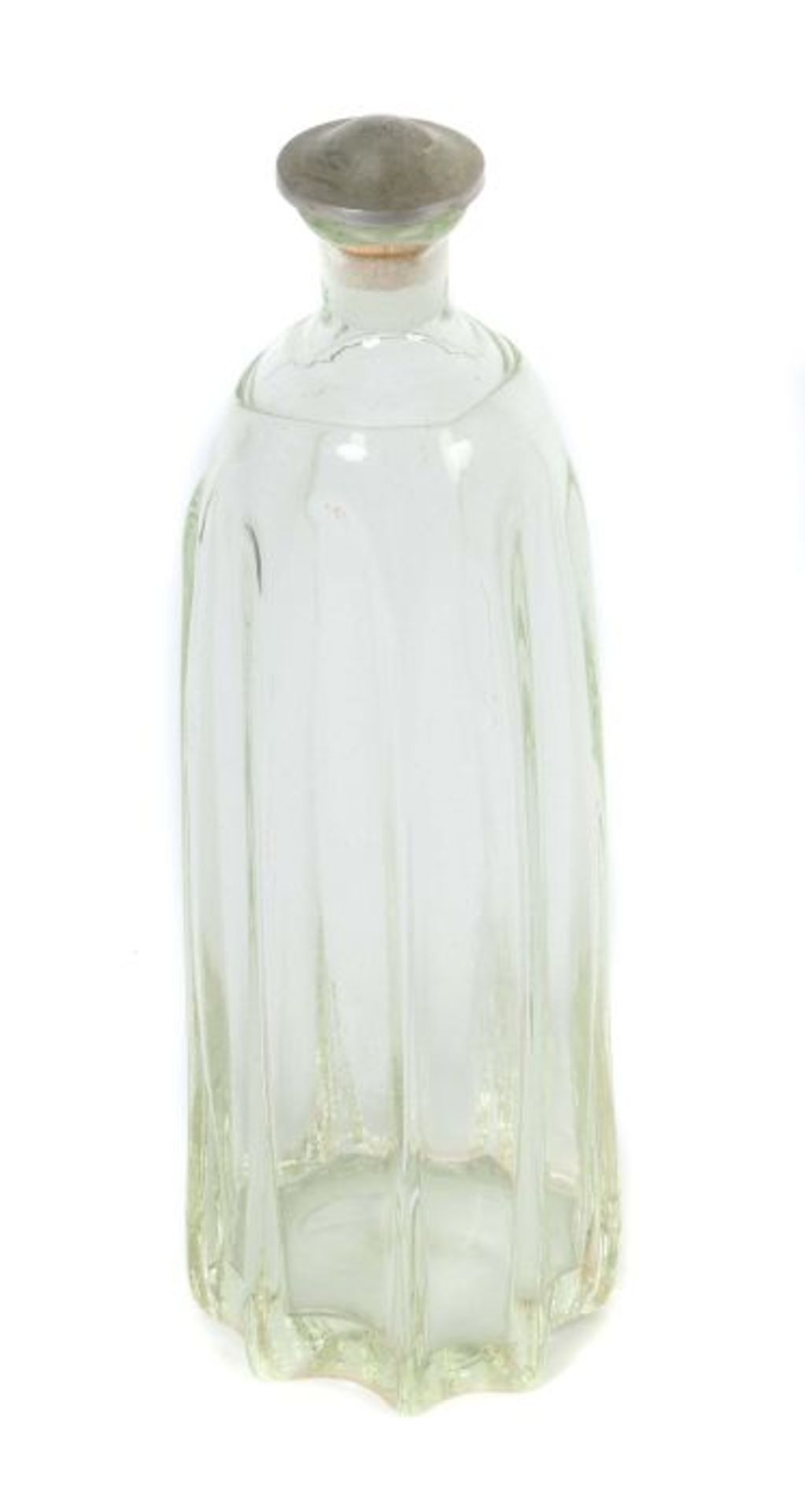 Rippenflasche Deutschland, 19. Jh., farbloses Glas, mundgeblasen, überfangene Schulter, Dekor mit - Bild 2 aus 2