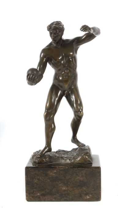Graefner, L. Bildhauer des 19./20. Jh., "Ballspieler", männlicher Akt in bewegter Haltung, auf