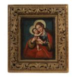 Maler des 18./19. Jh. "Madonna mit Kind", Maria den mit einem erhobenen Bein stehenden Knaben auf