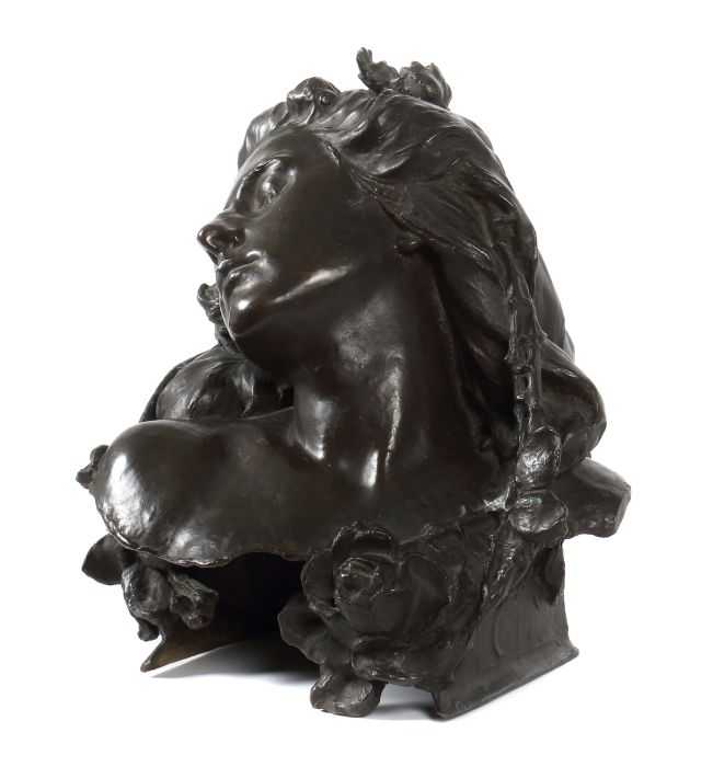 Bouval, Maurice (attr.) 1863 - 1916, französischer Bildhauer des Jugendstils. Jugendstil Damenbüste, - Image 2 of 4