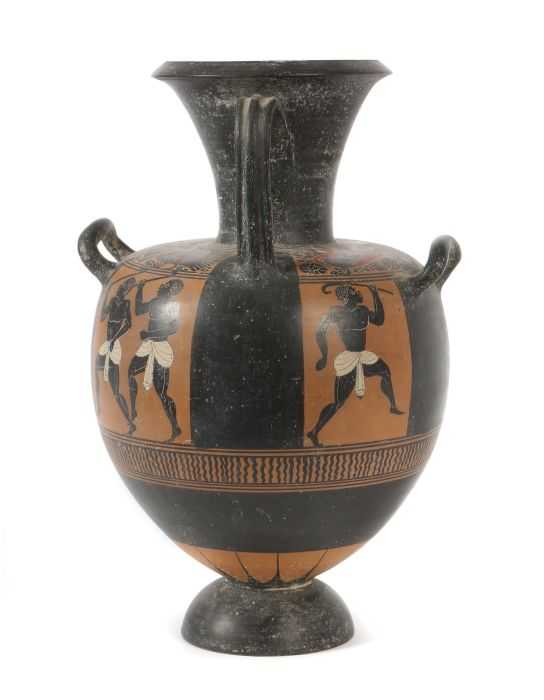 Hydria-Vase Griechenland, 19./20. Jh., rötlicher Scherben, bauchiger Korpus mit ausgestelltem Hals - Image 4 of 4