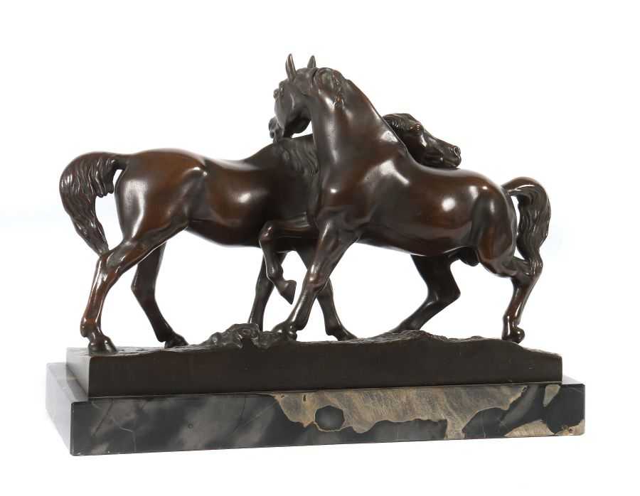 Mène, Pierre-Jules, nach Paris 1810 - 1879, französischer Tierbildhauer. "Paar Pferde", sich - Image 3 of 3
