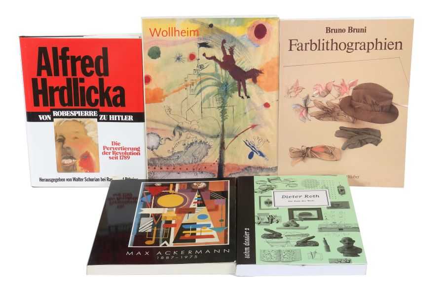 5 Kunstbücher best. aus: Max Ackermann, Hatje, 1987; Alfred Hrdlicka, Rasch und Röhring, 1988; Bruno