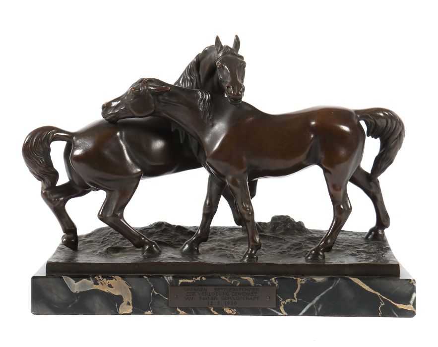 Mène, Pierre-Jules, nach Paris 1810 - 1879, französischer Tierbildhauer. "Paar Pferde", sich